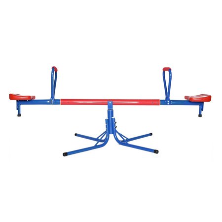 PLAYBERG Outdoor Red and Blue Metal Rotating Seesaw QI003377
